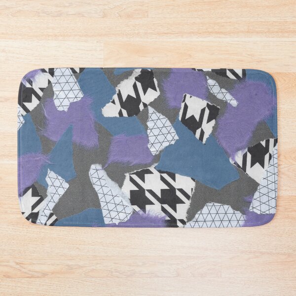 Item preview, Houndstooth and Hard Edges - Black, White, Purple, Blue - Abstract Mixed Torn Paper Collage  designed and sold by GenAumonier.