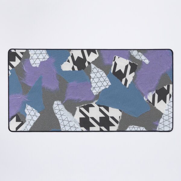 Item preview, Houndstooth and Hard Edges - Black, White, Purple, Blue - Abstract Mixed Torn Paper Collage  designed and sold by GenAumonier.
