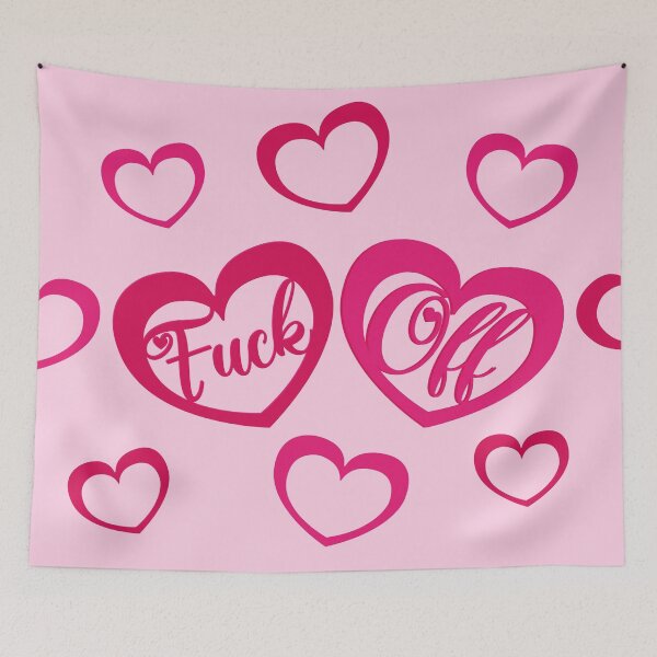 Item preview, Fuck off adorable cute pink swearing hearts girl power kawaii pattern dopamine dressing valentines day designed and sold by Novel-ty.