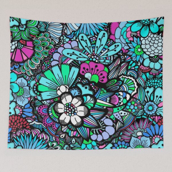 Item preview, Turquoise Patchwork Floral Pattern designed and sold by Edenglow Prints & Peculiars.