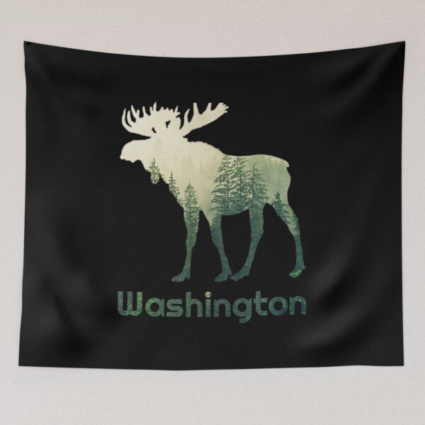 Item preview, State Of Washington Moose Forest Tree Hunter Wildlife designed and sold by NhungYenvi.