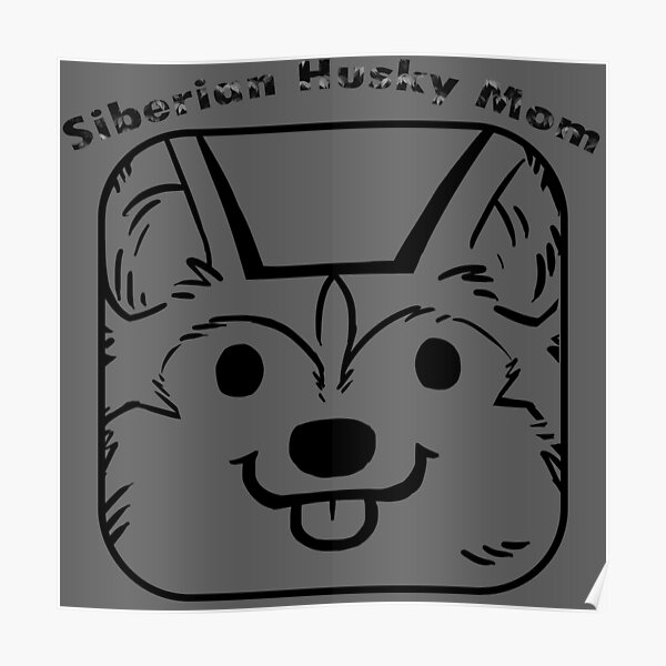 Póster «Mamá Husky Con Bandera Estadounidense Y Husky Siberiano Sentado