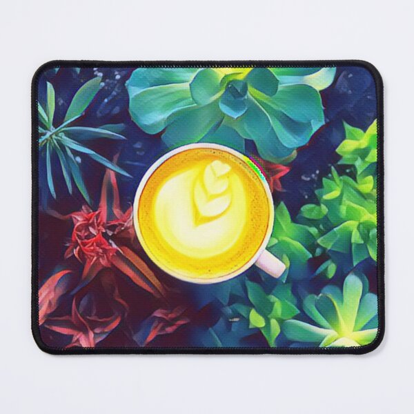 Item preview, Coffee Art Cup with Succulents in Midnight Painting designed and sold by Yellow Coffee.