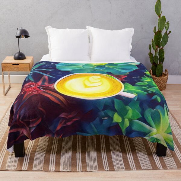Item preview, Coffee Art Cup with Succulents in Midnight Painting designed and sold by Yellow Coffee.