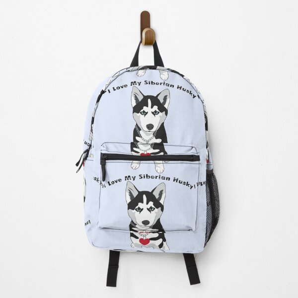 Item preview, I love my Siberian husky shirts, I love my siberian husky masks, I love my Siberian husky dress, I love my Siberian husky hats, I love my Siberian husky packback designed and sold by Poussyarts.