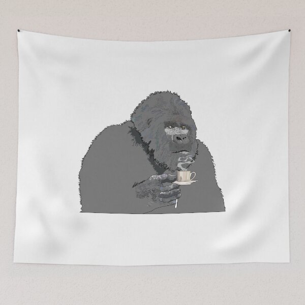 Item preview, Gorilla sipping expresso designed and sold by m-yoga-store.