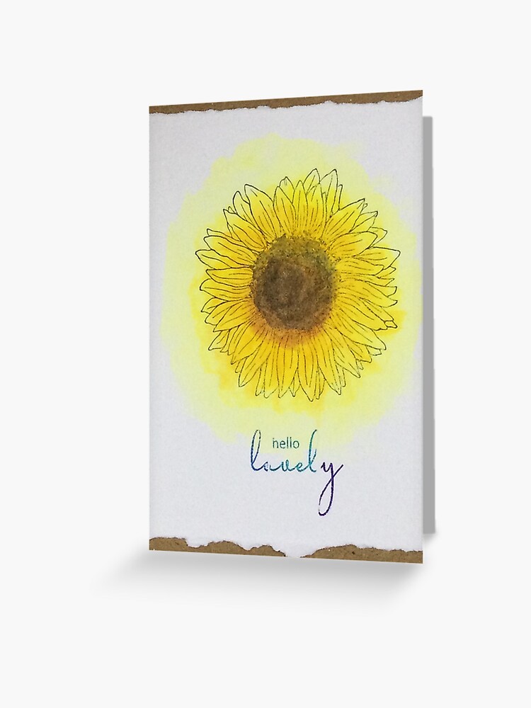 Tarjetas de felicitación «Hola precioso girasol acuarela» de Mountaingrl86  | Redbubble