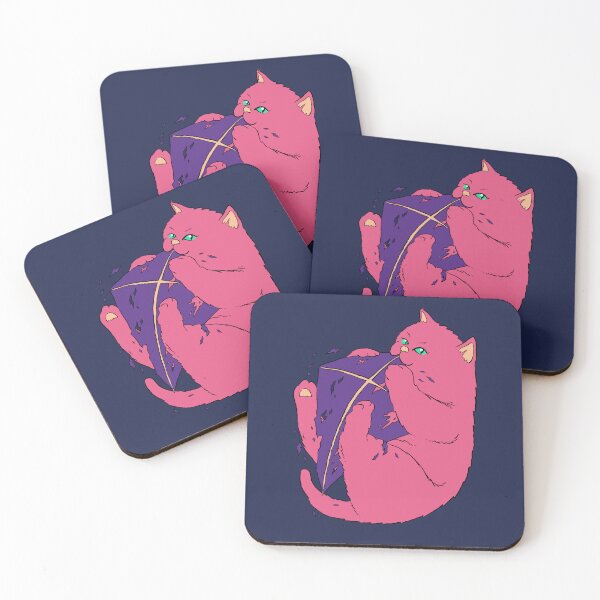 Item preview, Cat & Kite (Pink Cat & Purple Kite) designed and sold by breathlessmouse.