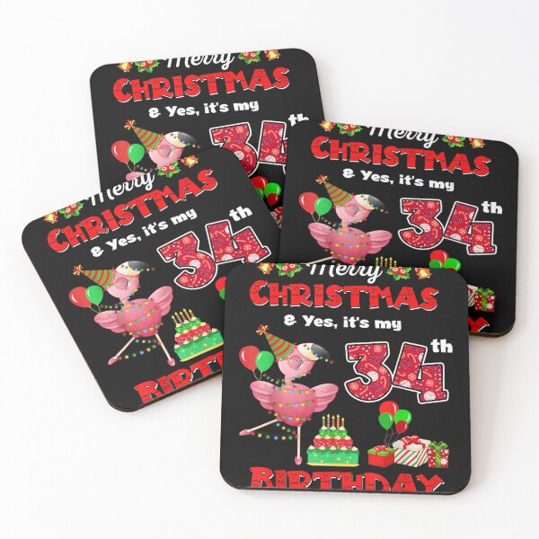 Item preview, 34 Year Old Merry Christmas It's My 34th Birthday Flamingo  designed and sold by vergiebee.