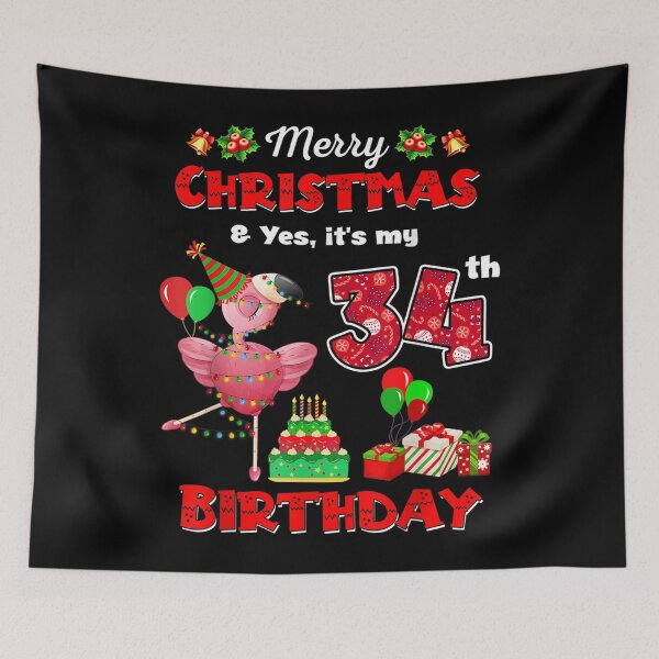 Item preview, 34 Year Old Merry Christmas It's My 34th Birthday Flamingo  designed and sold by vergiebee.