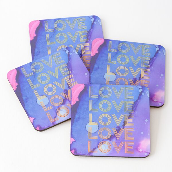 Item preview, love,repeatedly Lettering, watercolor painting,blue,pink,vivid colors designed and sold by zzzozzo.