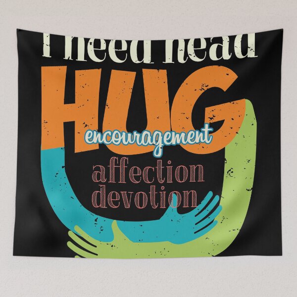 Item preview, I Need Head Hugs Encouragement Affection Devotion | Dark Background designed and sold by JenTrinhArt.