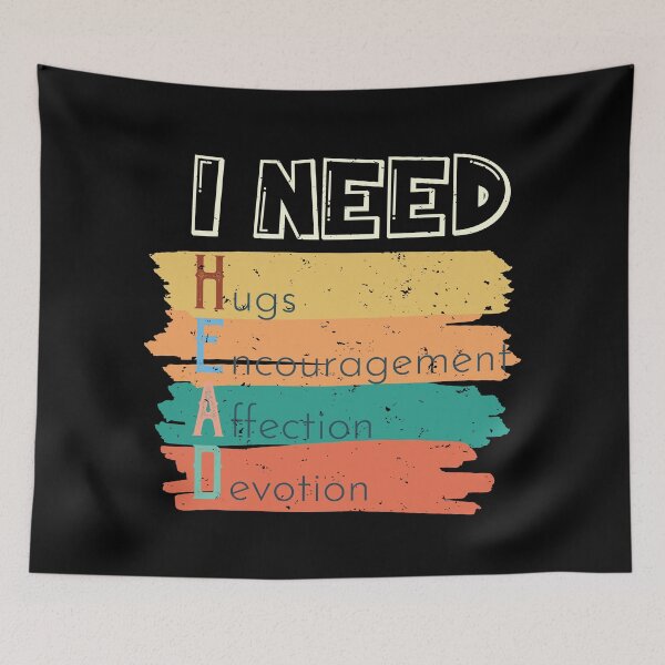 Item preview, I Need Head Hugs Encouragement Affection Devotion | Dark Background designed and sold by JenTrinhArt.