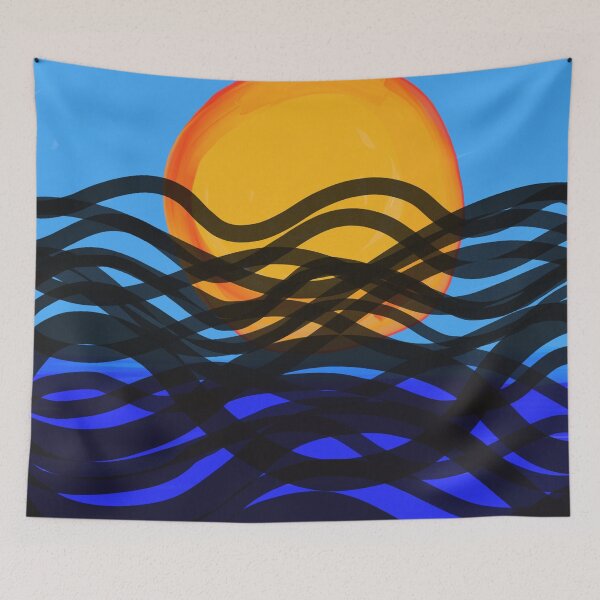 Aperçu de l'œuvre Peintures modernes de lever de soleil | Tableau abstrait Sunrise | Tee-shirt peinture abstraite créée et vendue par KARTICK DUTTA.