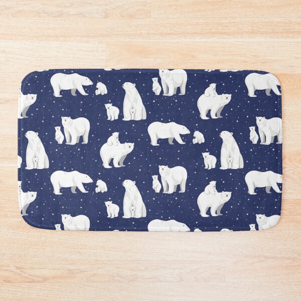 Item preview, Winter Polar Bears and Stars on Navy designed and sold by BexMorleyArt.