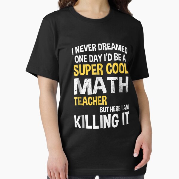 Vista previa del artículo con la obra «Super Cool Funny Math Teacher Mujeres Hombres Amarillo», diseñado y vendido por DarienGraham.