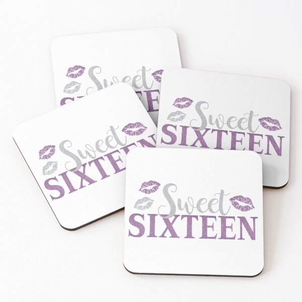 Item preview, Sweet Sixteen 16 Birthday Glitter Lips Typography designed and sold by livianasgifts.