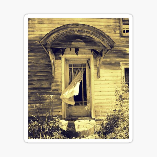 Item preview, Lace Curtain Door with Broken Window abandoned house rural decay designed and sold by jemvistaprint.