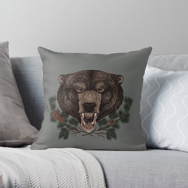 Bear of the Pine Forest Throw Pillow