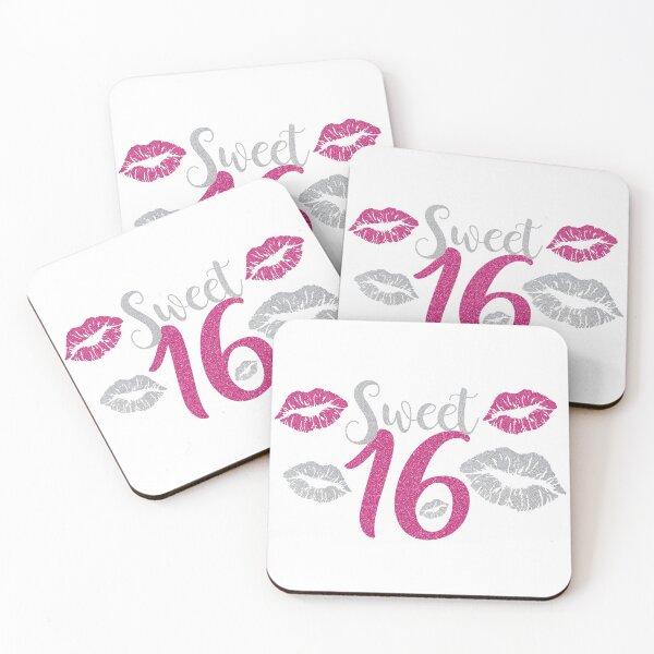 Item preview, Sweet Sixteen 16 Birthday Glitter Lips Typography designed and sold by livianasgifts.
