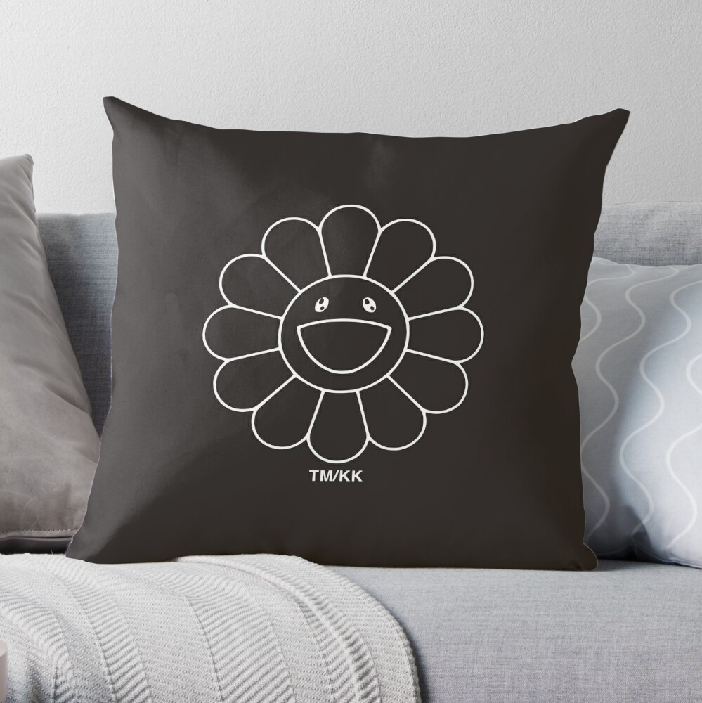 SMILING FLOWER HYPEBEAST MASK BLACK Throw Pillow for Sale by aydapadi