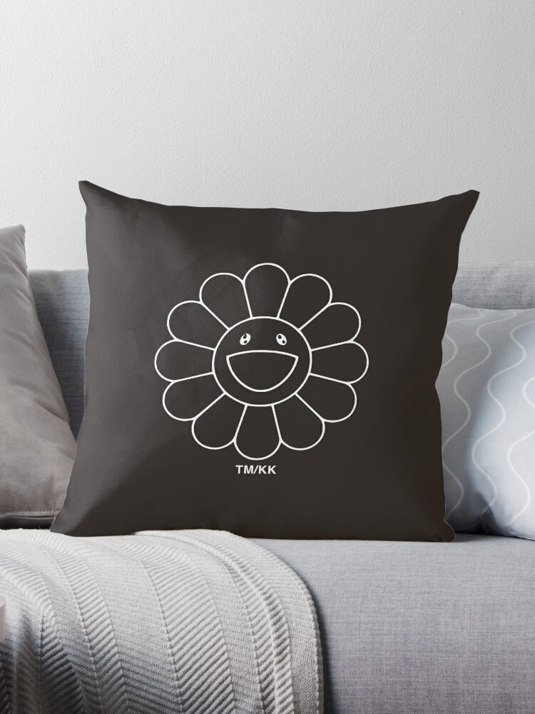 SMILING FLOWER HYPEBEAST MASK BLACK Throw Pillow for Sale by aydapadi