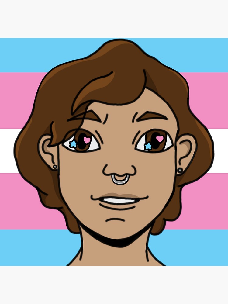 Brown Haired Person With Trans Flag Background Sticker For Sale By Duriancrafts Redbubble 0576