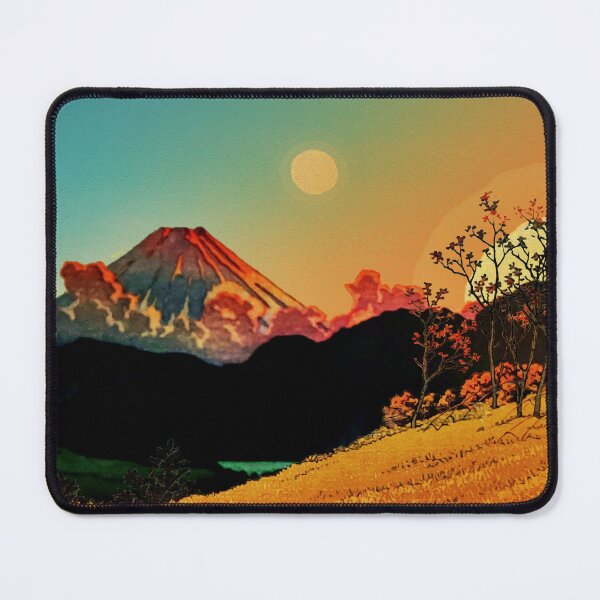Item preview, New Year Morning in Shades of Orange and Blue - Nature Landscape of Mountain, Sun and Moon designed and sold by Kijiermono.