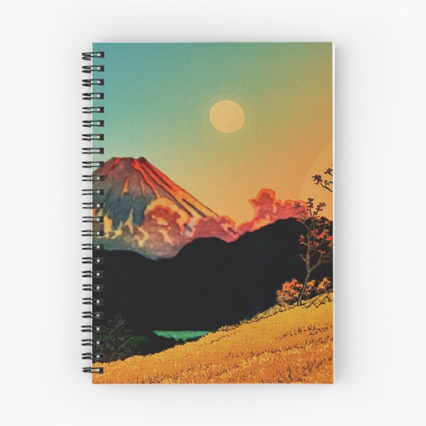 Item preview, New Year Morning in Shades of Orange and Blue - Nature Landscape of Mountain, Sun and Moon designed and sold by Kijiermono.