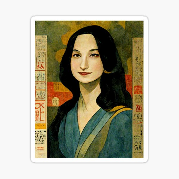 Japanese Mona Lisa Sticker For Sale By Bigoctopus Redbubble