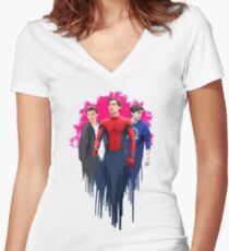 Camiseta entallada de cuello en V Peter Parker, gotea.