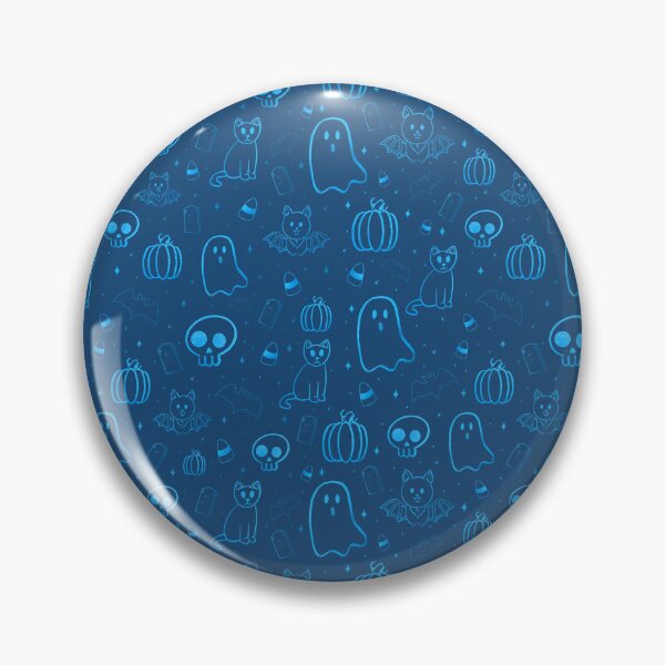Item preview, Halloween pattern ; ghost, pumpkin, skull, bat, cat - blue  designed and sold by madamemorgane.