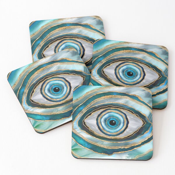Artikelvorschau, Evil Eye Amulet Aquarellmurmeln und Gold entworfen und verkauft von k9printart.