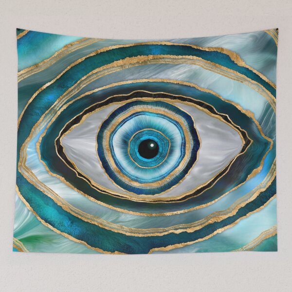 Artikelvorschau, Evil Eye Amulet Aquarellmurmeln und Gold entworfen und verkauft von k9printart.