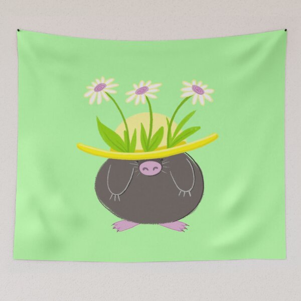 Item preview, A mole in a gardening flower hat designed and sold by jasmineberry.