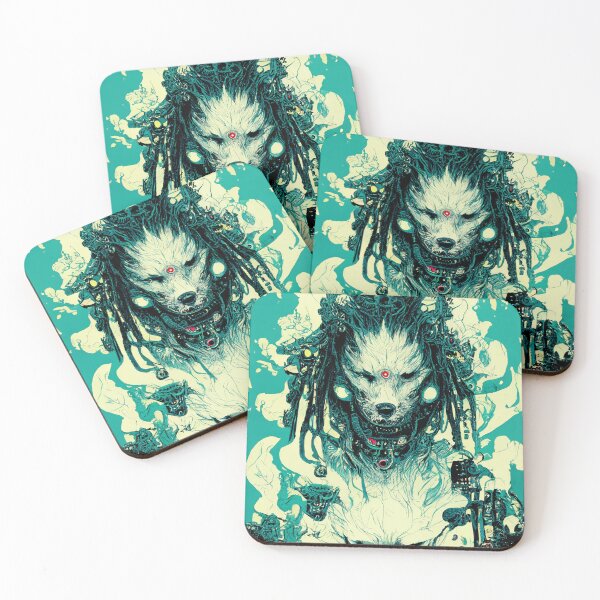 Item preview, Snow Wolf Shaman Pirate Samurai  Tecno Noir Cyber Punk Demon Hunter designed and sold by esotericorigins.