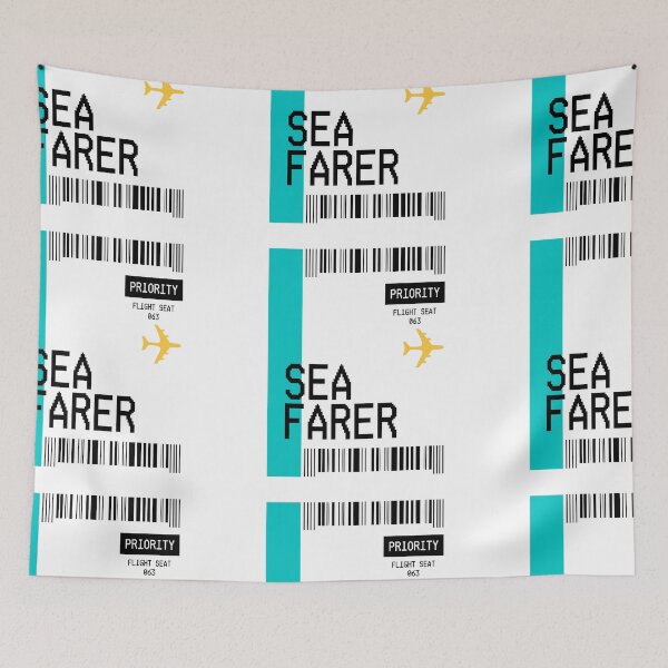 Item preview, PLANE TICKET POCKET DESIGN SEA FARER designed and sold by aydapadi.