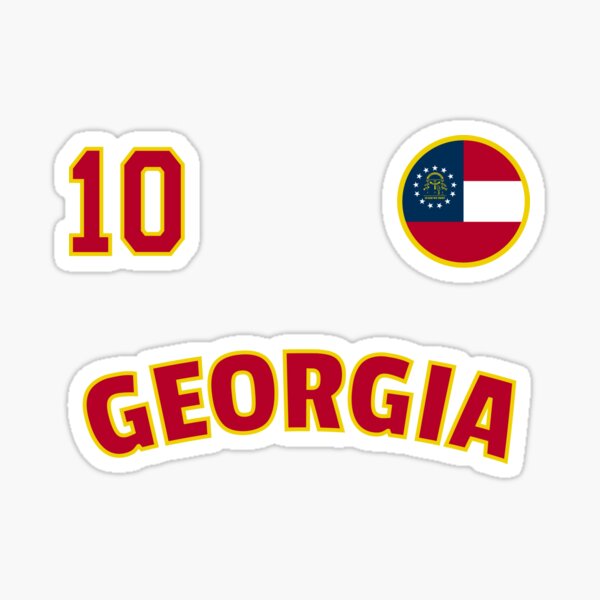 georgia-football-team-soccer-retro-jersey-number-10-sticker-for-sale