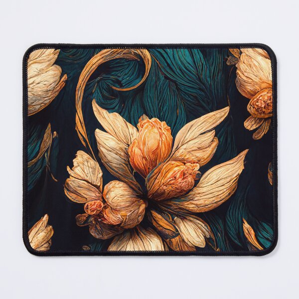 Artikelvorschau, Blumenmuster Blaugrün und Gold entworfen und verkauft von NianderQuinn.