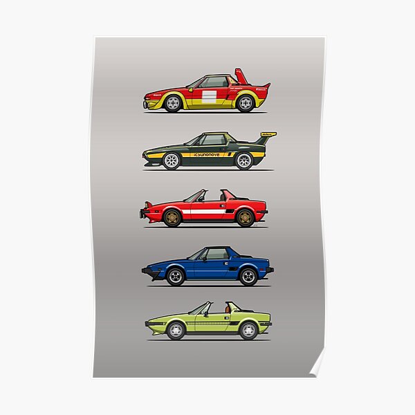 Stack of FlAT X1/9 Mid Engine Sport Cars Poster