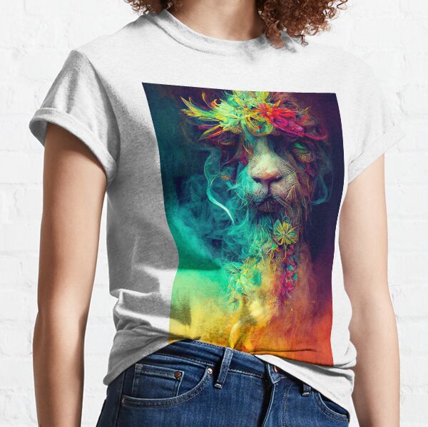 A fantasy rastaman with dreadlocks and with colorful colors, shrouded in clouds of colored smoke Classic T-Shirt