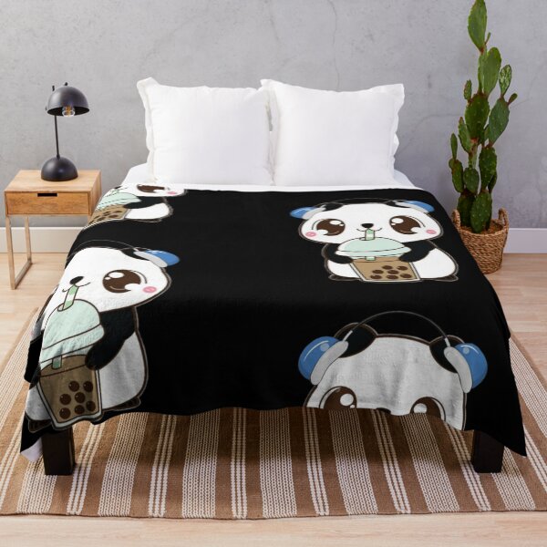 Item preview, Cute kawaii Panda loves music and bubble tea designed and sold by Artistusha.