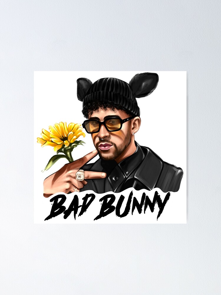 Bad Bunny in Sad Heart Baseball Jersey Poster for Sale by OmoYolo