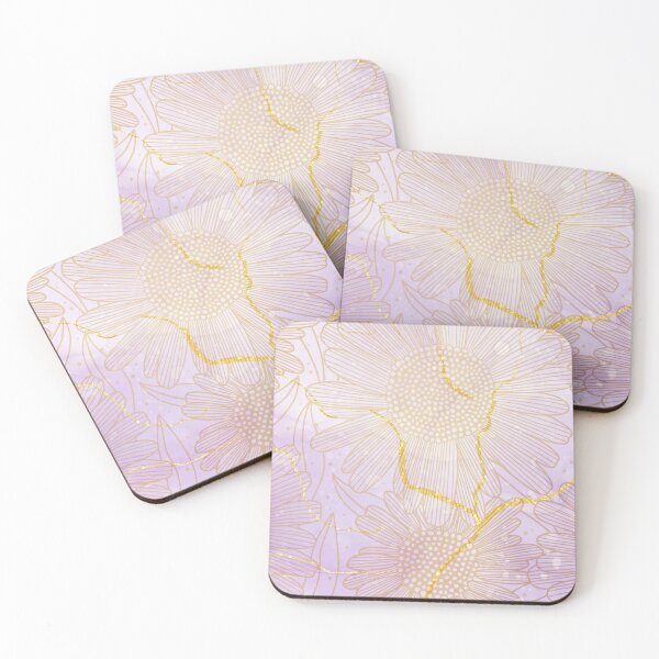 Item preview, lilac and gold sunflower pattern designed and sold by Beeroclock.