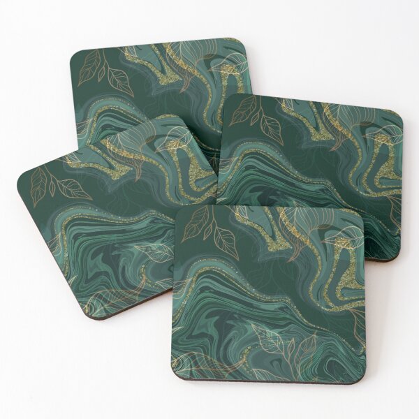 Item preview, emerald green and gold leaf pattern designed and sold by Beeroclock.