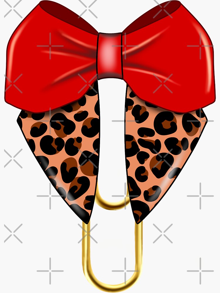" Animal print ribbon, animal print, paper bow, red ribbon" Sticker for