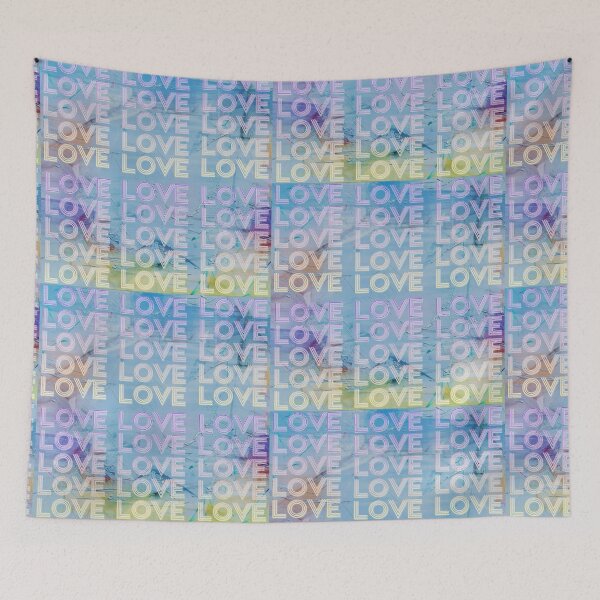 Item preview, love,repeatedly Lettering,blue colored painting designed and sold by zzzozzo.
