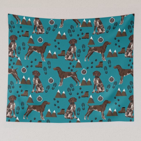 Item preview, German Shorthair Pointer dog breed pet portrait mountains hiking outdoors designed and sold by PetFriendly.