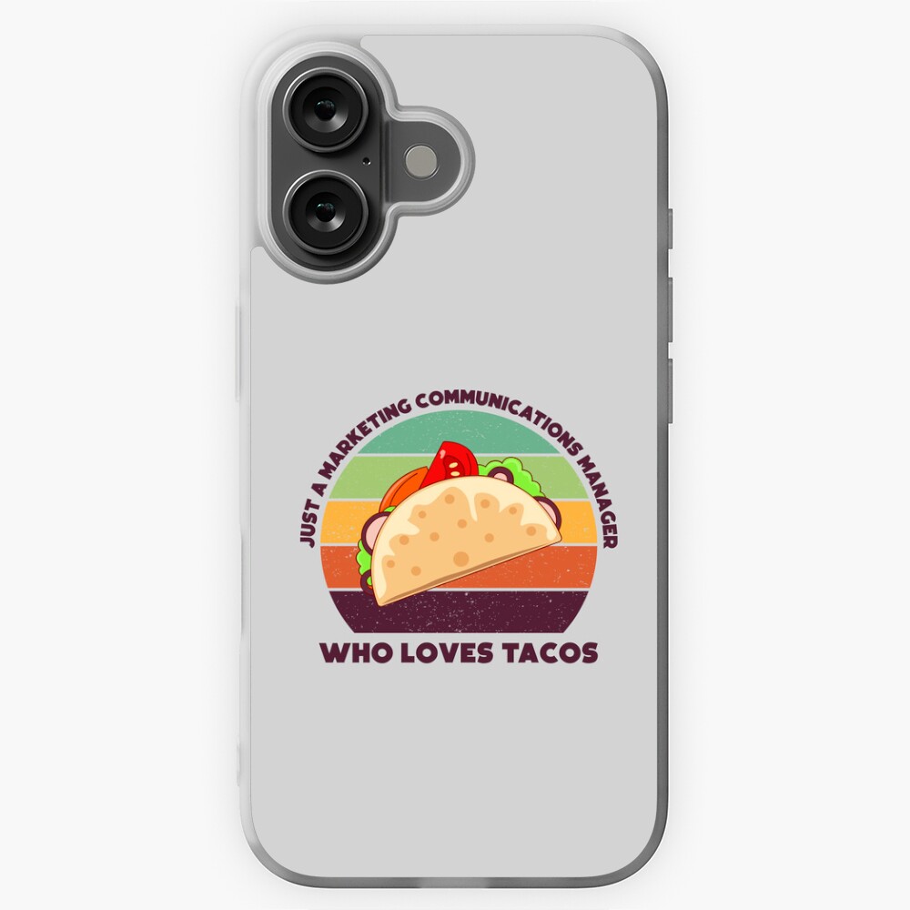 Just a marketing communications manager who loves tacos, dark text, funny food lovers marketing communications manager job, humor, joke, meme, taco lover Sticker