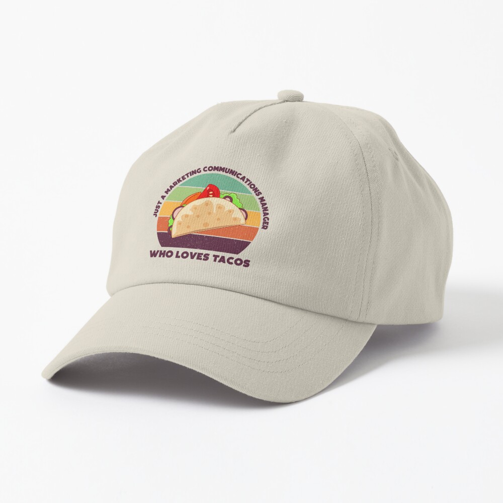 Just a marketing communications manager who loves tacos, dark text, funny food lovers marketing communications manager job, humor, joke, meme, taco lover Sticker